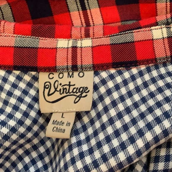 Size LG Como Vintage Red & Blue Plaid Shirt - Picture 6 of 8